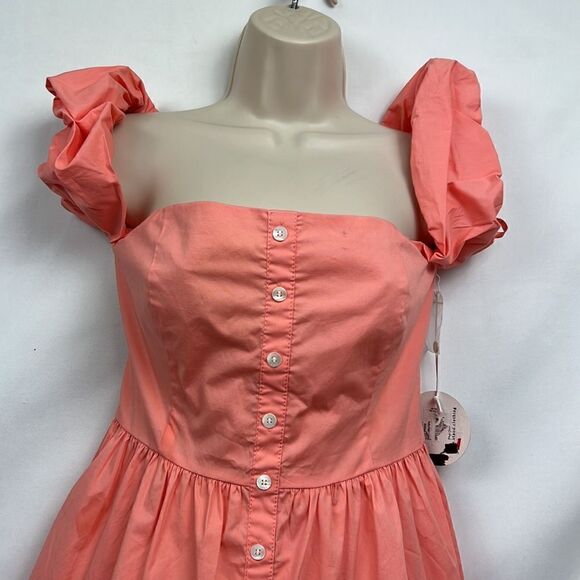 Staud Elio mini dress in grapefruit Size 10 NWT - Picture 5 of 15